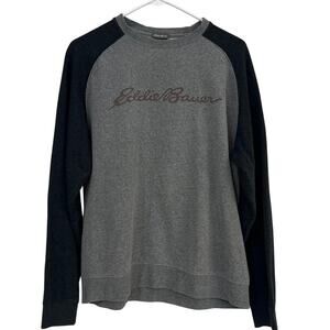 Eddie Bauer‎ Unisex Gray and Black Logo Pullover Crewneck Sweatshirt Size Medium